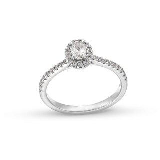 0.50 CT. T.W. Oval Certified Lab-Created Diamond Frame Promise Ring in 10K White Gold (F/SI2)