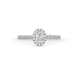 0.50 CT. T.W. Oval Certified Lab-Created Diamond Frame Promise Ring in 10K White Gold (F/SI2)