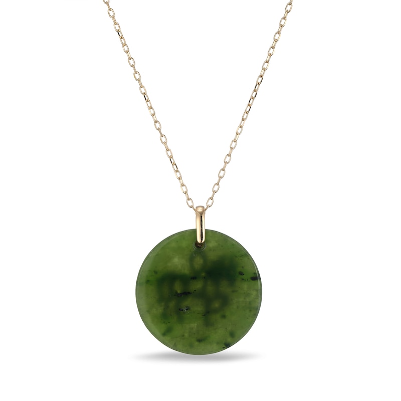 Main Image 3 of 20.0mm Jade Horse Chinese Zodiac Disc Pendant in 14K Gold