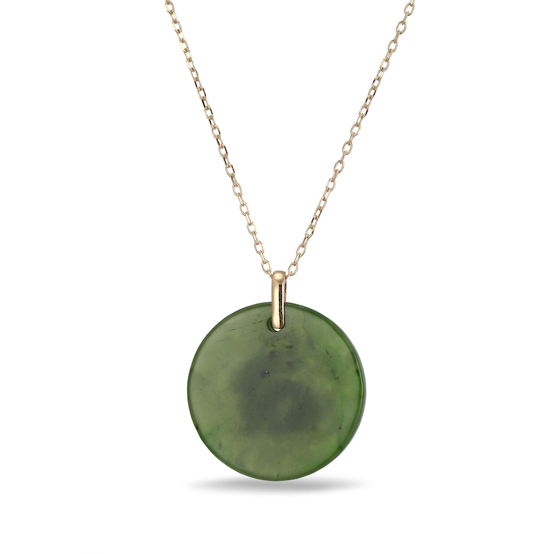Main Image 3 of 20.0mm Jade Rabbit Chinese Zodiac Disc Pendant in 14K Gold