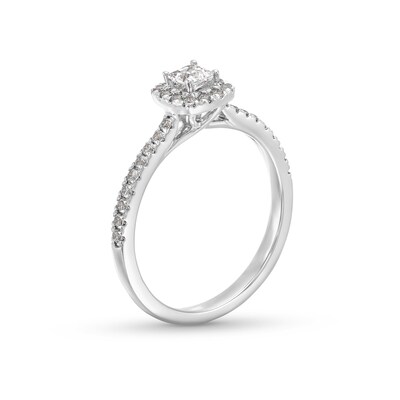 0.50 CT. T.W. Princess-Cut Certified Lab-Created Diamond Cushion Frame Promise Ring in 10K White Gold (F/SI2)