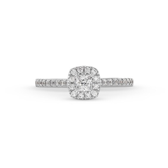 0.50 CT. T.W. Princess-Cut Certified Lab-Created Diamond Cushion Frame Promise Ring in 10K White Gold (F/SI2)