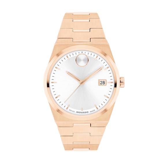Ladies’ Movado Bold® Quest Rose-Tone IP Watch with White Dial (Model: 3601188)