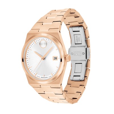 Ladies’ Movado Bold® Quest Rose-Tone IP Watch with White Dial (Model: 3601188)