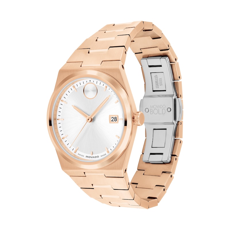 Main Image 2 of Ladies’ Movado Bold® Quest Rose-Tone IP Watch with White Dial (Model: 3601188)