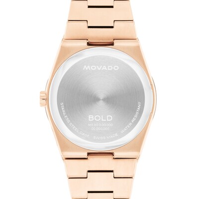Ladies’ Movado Bold® Quest Rose-Tone IP Watch with White Dial (Model: 3601188)