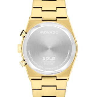 Men’s Movado Bold® Quest Gold-Tone IP Chronograph Watch with Black Dial (Model: 3601198)
