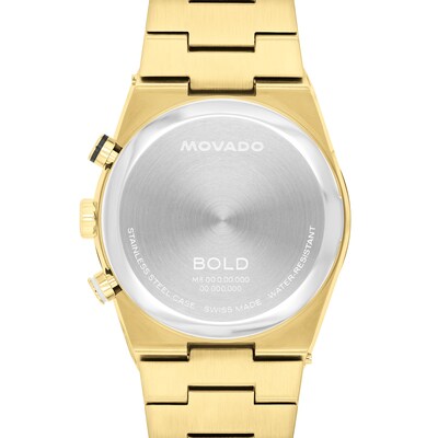 Men’s Movado Bold® Quest Gold-Tone IP Chronograph Watch with Black Dial (Model: 3601198)