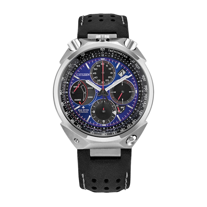 Men's Citizen Eco-Drive® Promaster Land Tsuno Chrono Super Titanium™ Strap Watch with Blue Dial (Model: AV0088-01L)