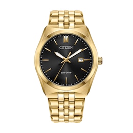 Men's Citizen Eco-Drive® Corso Gold-Tone IP Watch with Black Dial (Model: BM7333-85E)