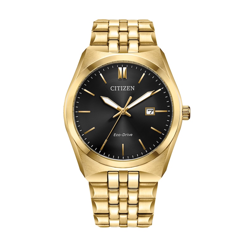 Men's Citizen Eco-Drive® Corso Gold-Tone IP Watch with Black Dial (Model: BM7333-85E)