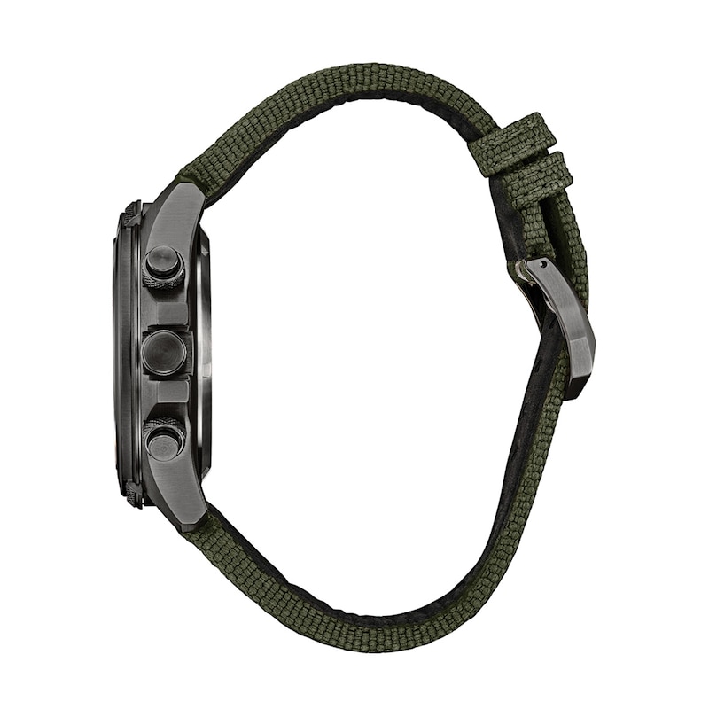 Men's Citizen Eco-Drive® Promaster Land Grey IP Strap Watch with Green Dial (Model: JV1005-02W)