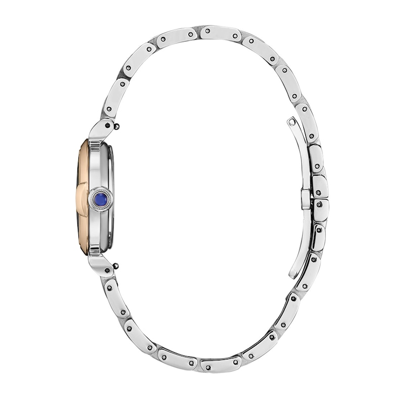 Ladies' Citizen Eco-Drive® L Mae Dress Classic Two-Tone Watch with Mother-of-Pearl Dial (Model: EM1136-87D)