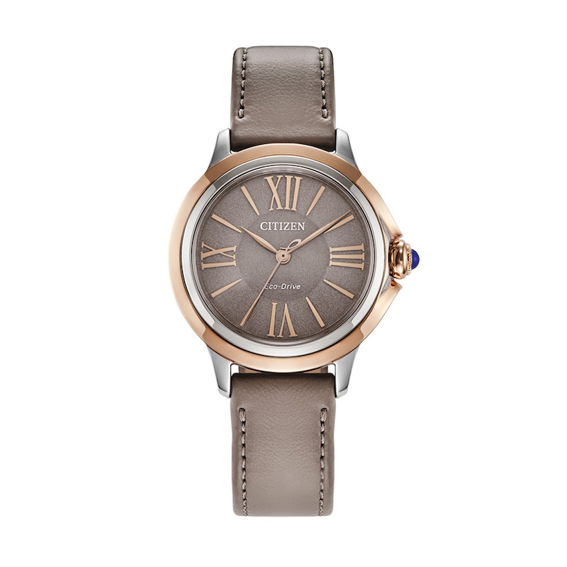 Ladies' Citizen Eco-Drive® Ceci Rose-Tone IP Strap Watch with Grey Dial (Model: EM1166-01Z)