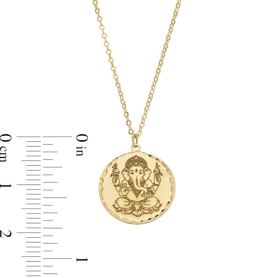 Diamond-Cut Ganesha Medallion Pendant in Solid 18K Gold