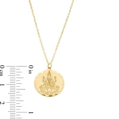 Diamond-Cut Lakshmi Medallion Pendant in Solid 18K Gold