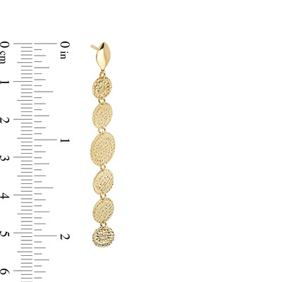 Diamond-Cut Disc Linear Dangle Drop Earrings in Solid 18K Gold