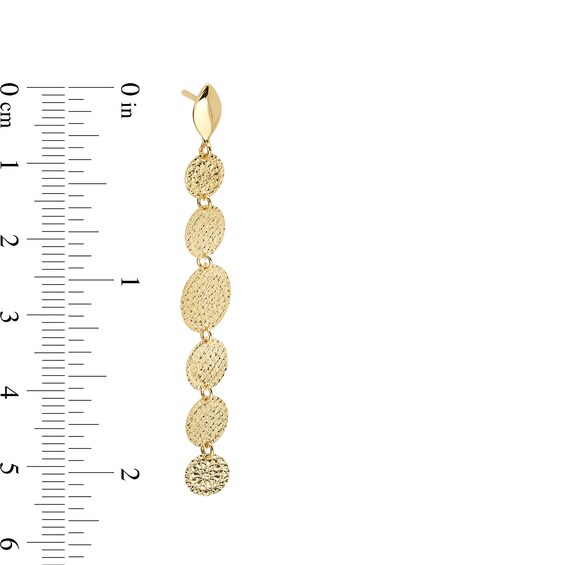 Diamond-Cut Disc Linear Dangle Drop Earrings in Solid 18K Gold
