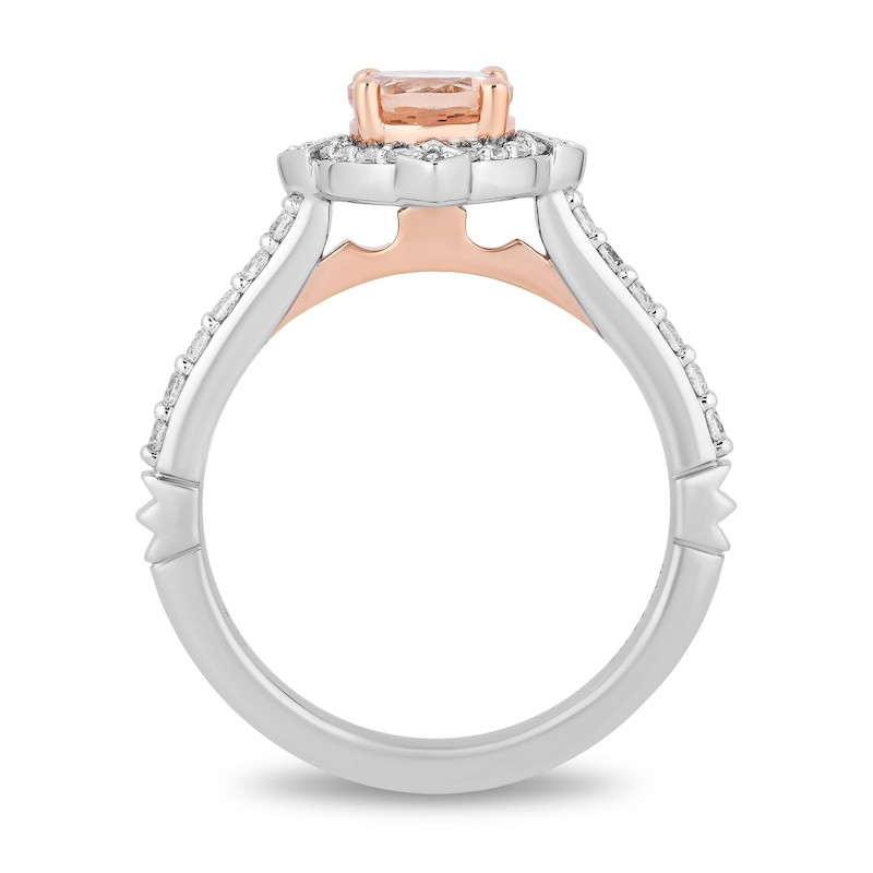 Main Image 3 of Enchanted Disney Aurora 6.0mm Morganite and 0.29 CT. T.W. Diamond Frame Engagement Ring in 14K Two-Tone Gold