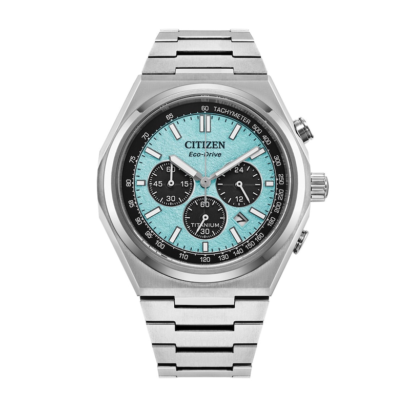 Men's Citizen Eco-Drive® Zenshin Chrono Super Titanium™ Watch with Blue Dial (Model: CA4610-85M)
