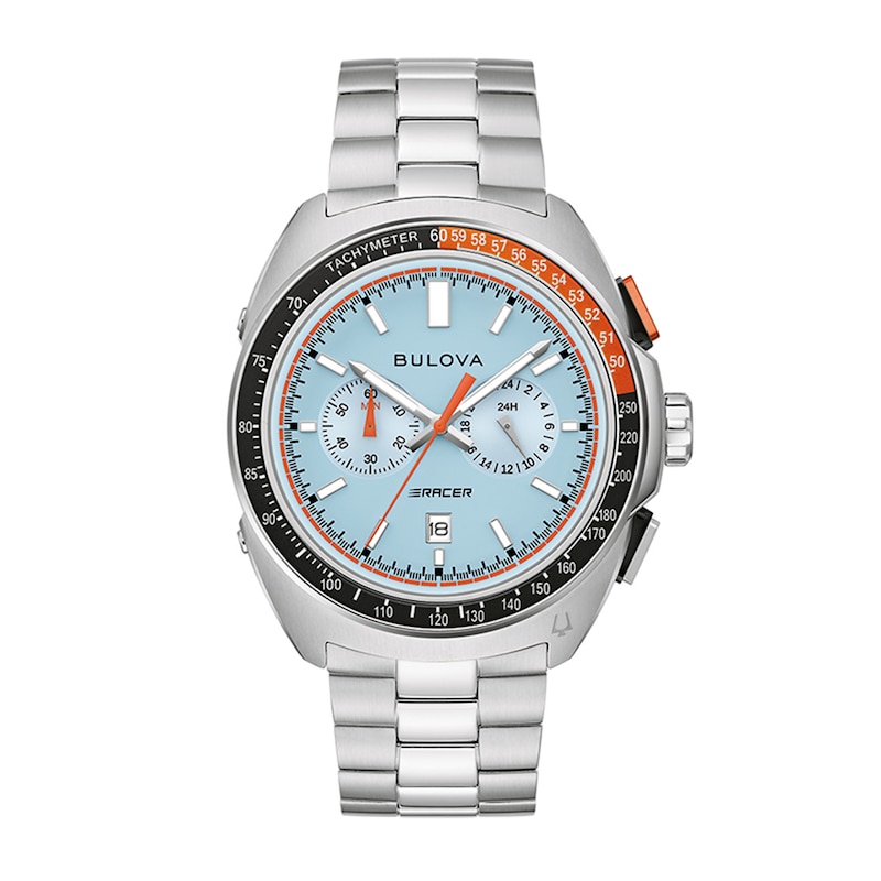 Men's Bulova Racer Chronograph Watch with Light Blue Dial (Model: 98B432)