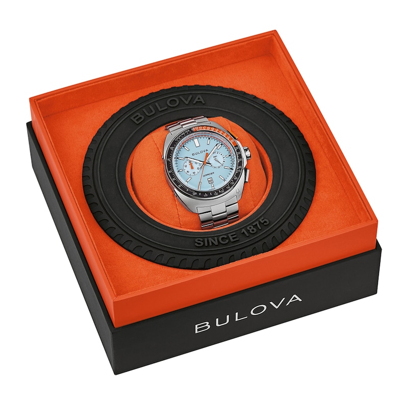 Men's Bulova Racer Chronograph Watch with Light Blue Dial (Model: 98B432)