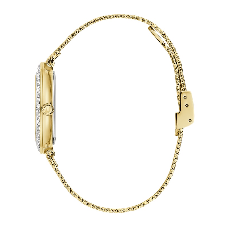 Ladies' Bulova Phantom Crystal Accent Gold-Tone IP Mesh Watch with Textured Champagne Dial (Model: 98L321)