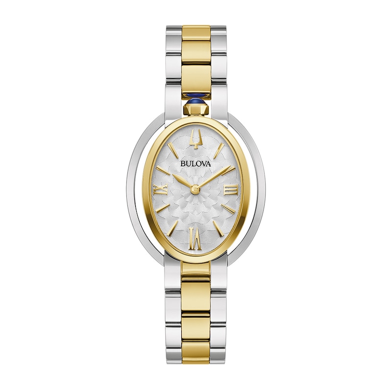 Main Image 1 of Ladies' Bulova Rubaiyat Two-Tone IP Watch with Oval White Dial (Model: 98L320)