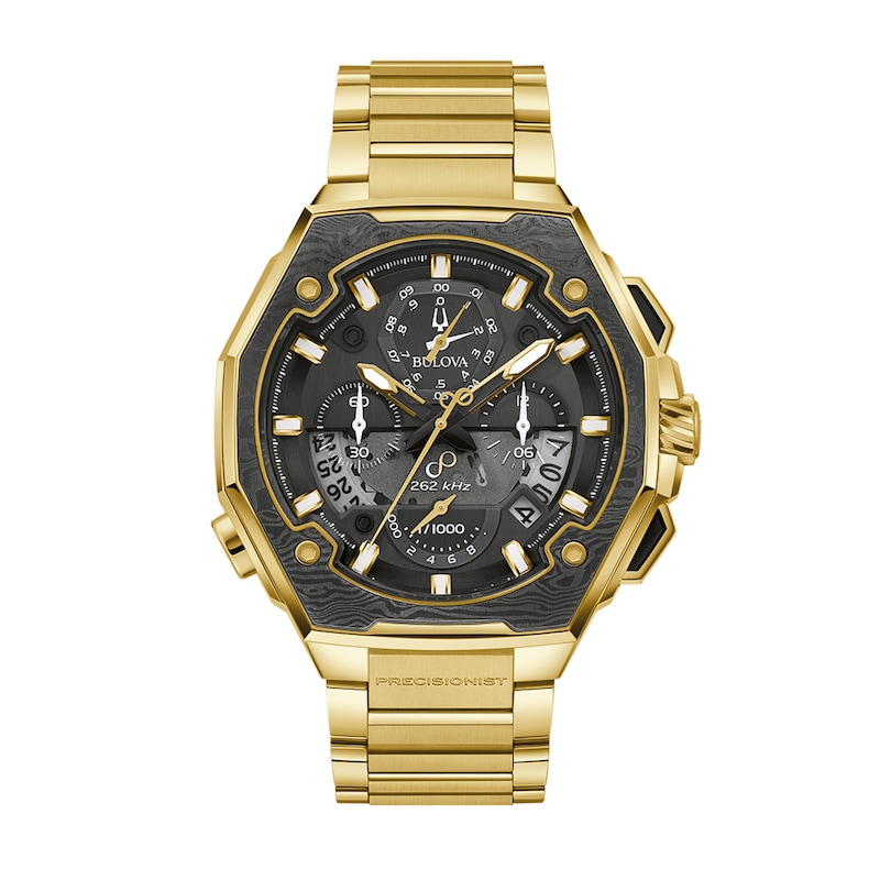 Men's Bulova Series X Precisionist Gold-Tone IP Chronograph Watch with Black Dial (Model: 98B429)