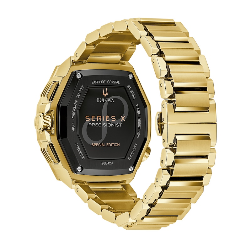 Men's Bulova Series X Precisionist Gold-Tone IP Chronograph Watch with Black Dial (Model: 98B429)
