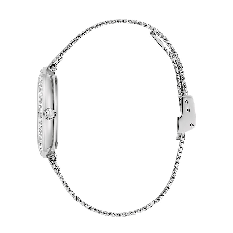 Ladies' Bulova Phantom Crystal Accent Mesh Watch with Textured Silver-Tone Dial (Model: 96L329)
