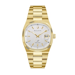 Men's Bulova Super Seville Gold-Tone IP Watch with Square Silver Dial (Model: 97B223)