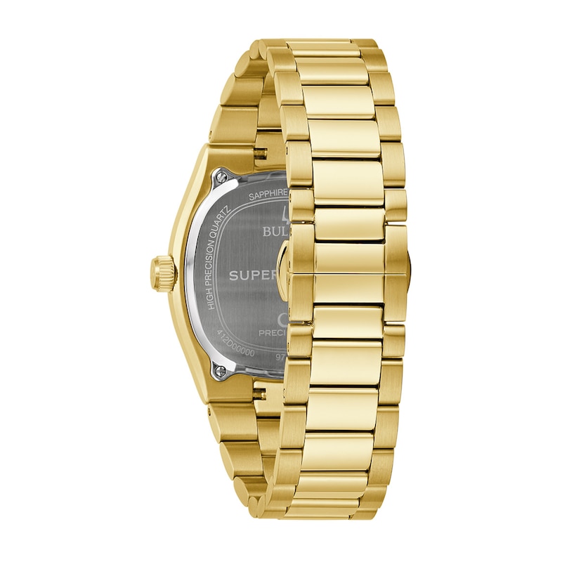 Men's Bulova Super Seville Gold-Tone IP Watch with Square Silver Dial (Model: 97B223)