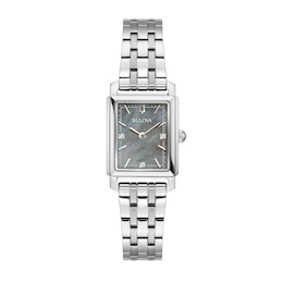 Ladies' Bulova Sutton Diamond Accent Watch with Rectangular Grey Mother-of-Pearl Dial (Model: 96P252)