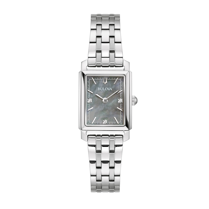 Ladies' Bulova Sutton Diamond Accent Watch with Rectangular Grey Mother-of-Pearl Dial (Model: 96P252)