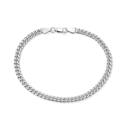 4.0mm Diamond-Cut Oval Curb Chain Bracelet in Solid Sterling Silver - 7.5”