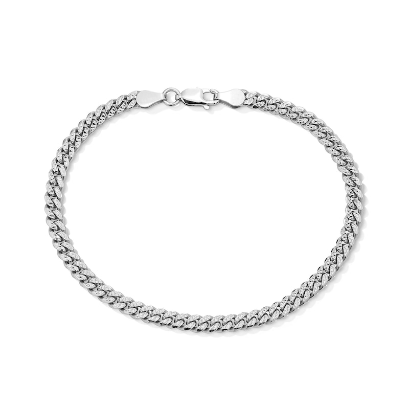 4.0mm Diamond-Cut Oval Curb Chain Bracelet in Solid Sterling Silver - 7.5”