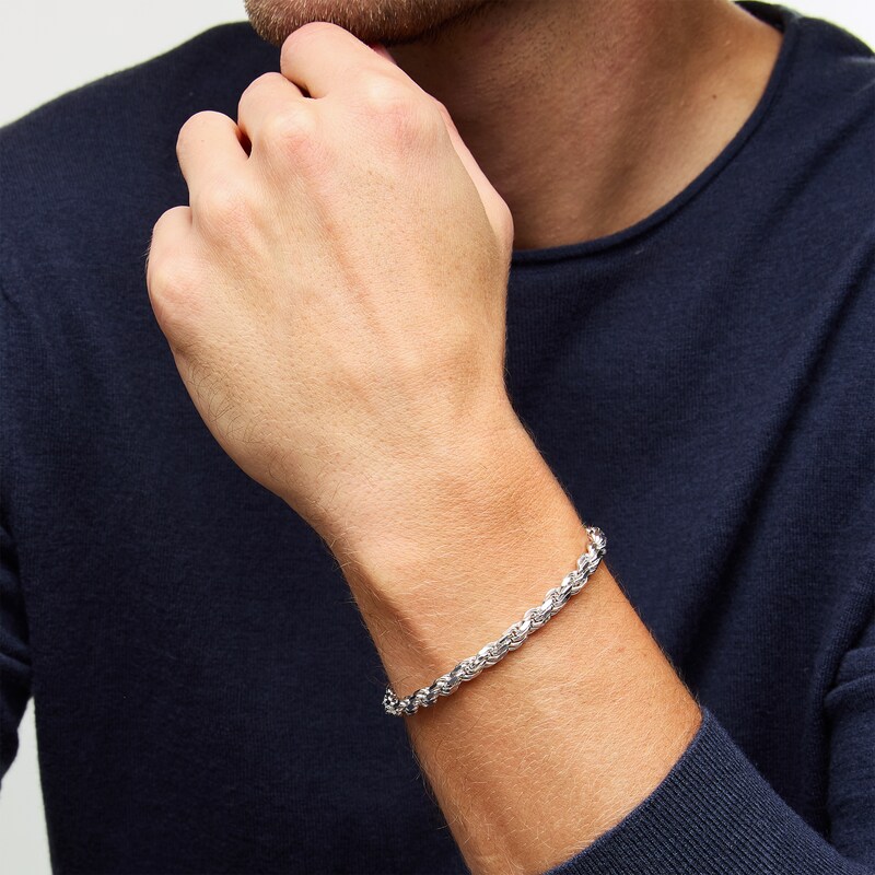 Main Image 2 of 5.6mm Diamond-Cut Rope Chain Bracelet in Solid Sterling Silver - 9.0"