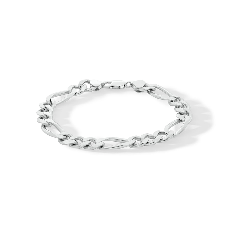 Main Image 1 of 8.9mm Diamond-Cut Figaro Chain Bracelet in Solid Sterling Silver - 9.0"