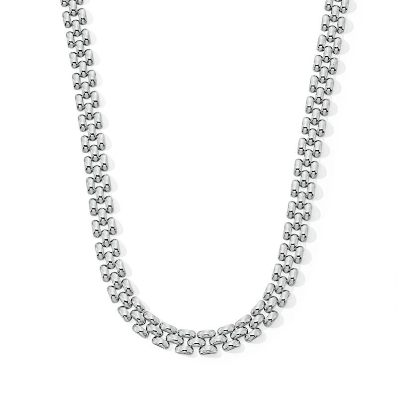 Main Image 1 of 10.0mm Panther Triple Row Link Chain Necklace in Hollow Sterling Silver - 18"