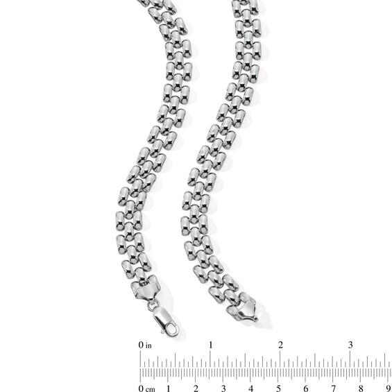 10.0mm Panther Triple Row Link Chain Necklace in Hollow Sterling Silver - 18"