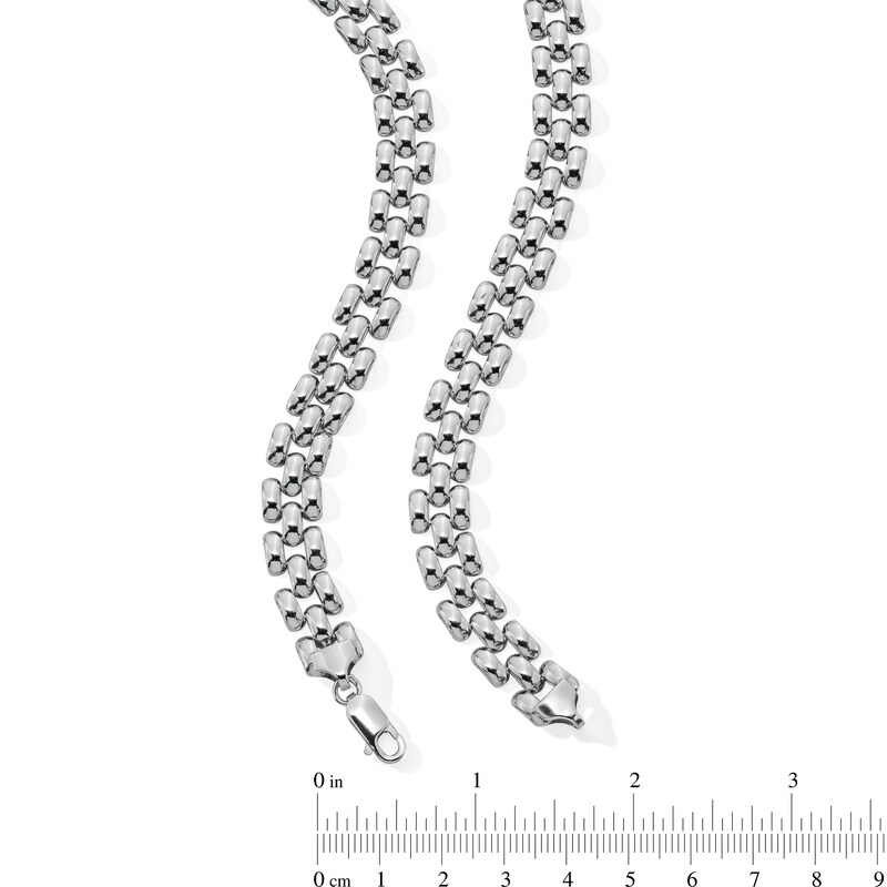 Main Image 3 of 10.0mm Panther Triple Row Link Chain Necklace in Hollow Sterling Silver - 18"