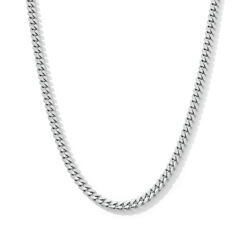 Main Image 1 of 4.0mm Diamond-Cut Oval Curb Chain Necklace in Solid Sterling Silver - 18"