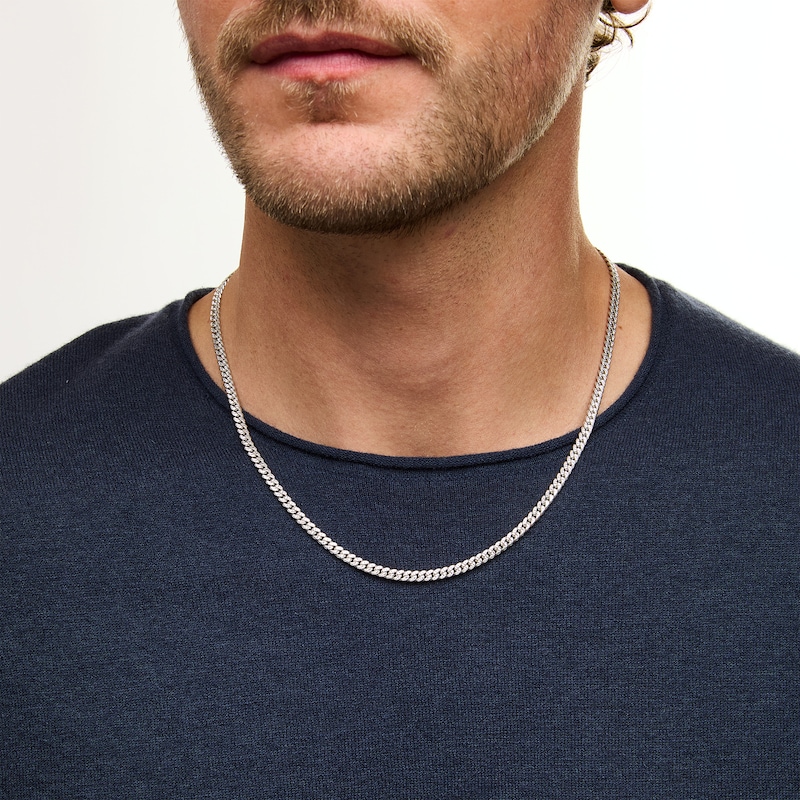 Main Image 2 of 4.0mm Diamond-Cut Oval Curb Chain Necklace in Solid Sterling Silver - 18"