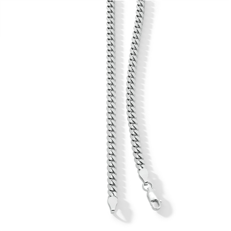 Main Image 3 of 4.0mm Diamond-Cut Oval Curb Chain Necklace in Solid Sterling Silver - 18"
