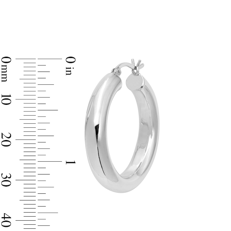 Main Image 3 of 30.0mm Tube Hoop Earrings in Hollow Sterling Silver