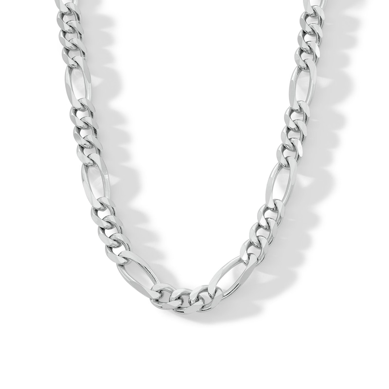 Main Image 1 of 7.9mm Diamond-Cut Figaro Chain Necklace in Solid Sterling Silver - 22"