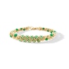 Thumbnail Image 1 of Green Enamel Woven Double Row Bead Bracelet in Hollow 18K Gold - 7.25”