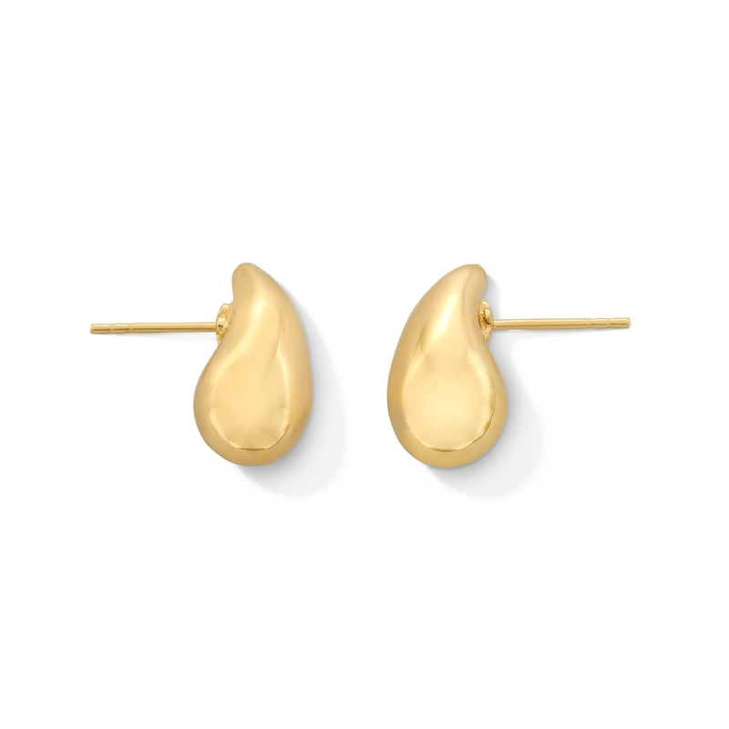 Puffed Teardrop Stud Earrings in Sculpted 14K Gold