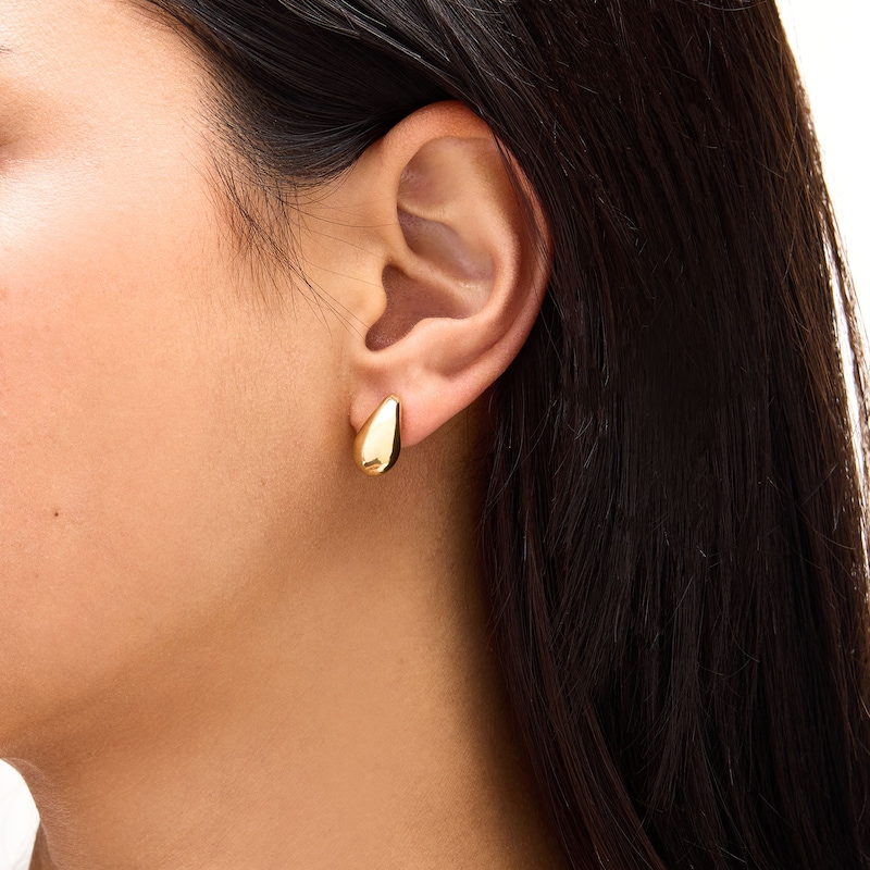 Main Image 2 of Puffed Teardrop Stud Earrings in Sculpted 14K Gold